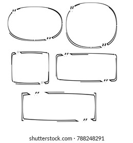 set of bubble speech quote box with black outline style design template