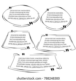 set of bubble speech quote box with black outline style design template