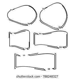 set of bubble speech quote box with black outline style design template