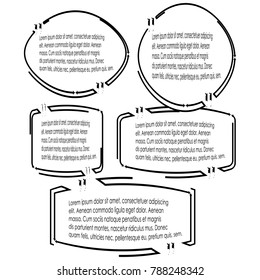set of bubble speech quote box with black outline style design template