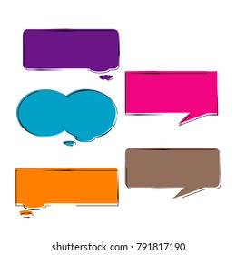 set of bubble speech quote box template vector isolated on white background