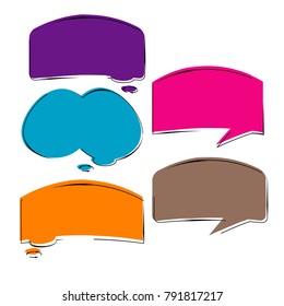 set of bubble speech quote box template vector isolated on white background