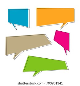 set of bubble speech quote box template isolated on white background