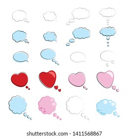 Set of bubble symbolic of thinking and pondering, vector isolated illustration