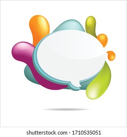 Set of Bubble Talk Badge in 3d Style With Colourful Shiny Abstract Liquid Design Splash Around 