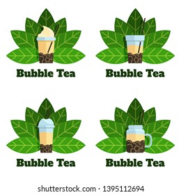 Set of bubble tea badges. Vector flat labels