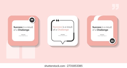 Establecer Anuncio testimonial de burbuja, cita, infografía. Los medios sociales publican diseños de Plantillas para citas. Burbujas de discurso vacías, burbujas de cita y cuadro de texto