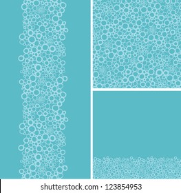 Set of bubble textured seamless pattern and borders backgrounds