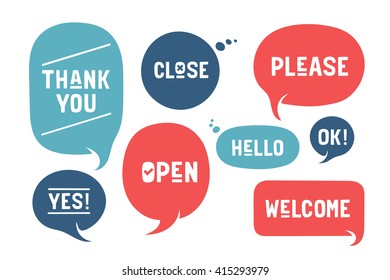 Set of bubbles, cloud talk, different shapes for communication and market themes. 