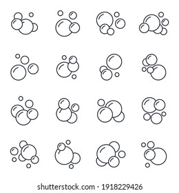 Set Of Bubbles Icon. Soap Foam, Fizzy Drink, Oxygen Bubble Pictogram Pack Symbol Template For Graphic And Web Design Collection Logo Vector Illustration