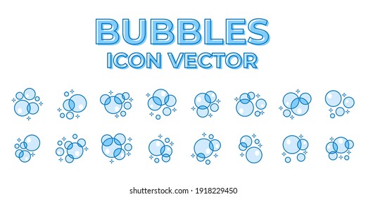 Set Of Bubbles Icon. Soap Foam, Fizzy Drink, Oxygen Bubble Pictogram Pack Symbol Template For Graphic And Web Design Collection Logo Vector Illustration