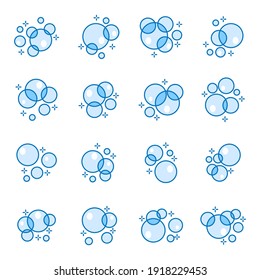 Set Of Bubbles Icon. Soap Foam, Fizzy Drink, Oxygen Bubble Pictogram Pack Symbol Template For Graphic And Web Design Collection Logo Vector Illustration