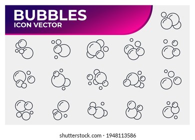 Set of Bubbles icon. Soap foam, fizzy drink, oxygen bubble pictogram pack symbol template for graphic and web design collection logo vector illustration