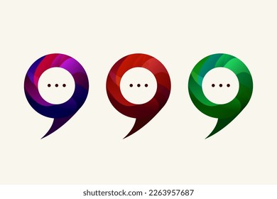 Set of bubbles messages, online chat, logo comment. Vector collection