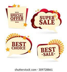 Set of bubbles. For the presentation, commerce, promotion, business. Logos, badges, tags for sale, choosing commercial offer. Bright colors. Vector.