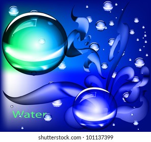 Set of bubbles and seaweed. Water, Bubbles, the Rain. A vector Background for the text. EPS 10