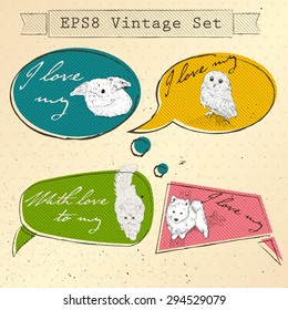 Set of bubbles for speech about love. Vector illustration EPS8