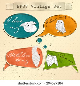 Set of bubbles for speech about love. Vector illustration EPS8