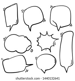 set of bubbles speech collection in doodle hand drawn style
