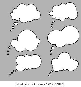 Set of bubbles speech comics style hand drawn doodle. white blank text space in speech bubble with black outline vector illustration. 
