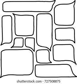 Set of bubbles speech hand-draw black and white