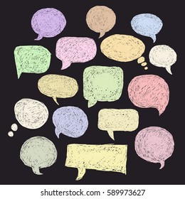 Set of bubbles speech, hand-drawn colored markers