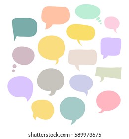 Set of bubbles speech, hand-drawn colored markers