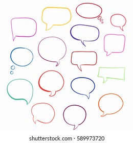 Set of bubbles speech, hand-drawn colored markers