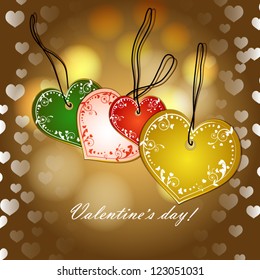 Set of bubbles, stickers, labels, tags. Shape of hearts. Valentine's Day