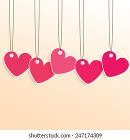 Set of bubbles, stickers, labels, tags. Shape of hearts. Valentine's Day
