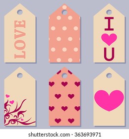 Set of bubbles, stickers, labels, tags. Love, heart. I love you. Set on Valentines Day. 