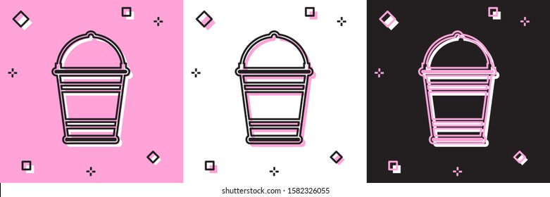 Set Bucket icon isolated on pink and white, black background.  Vector Illustration