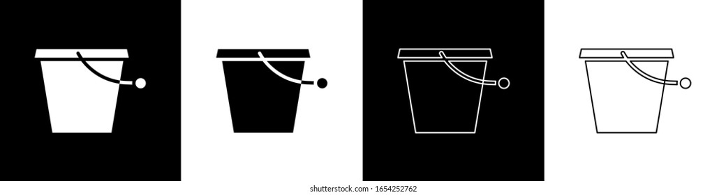 Ajuste Icono de cubo aislado en fondo blanco y negro.  Ilustración vectorial