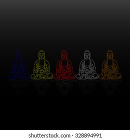 Set Buddha flag colors - orange, yellow, white, red and blue. Vector illustration.