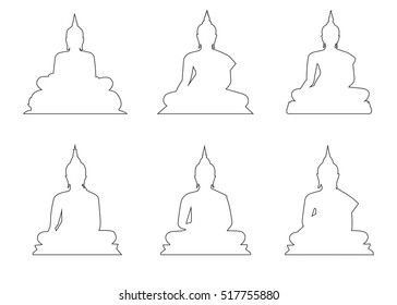 Set of Buddha Path on the white background