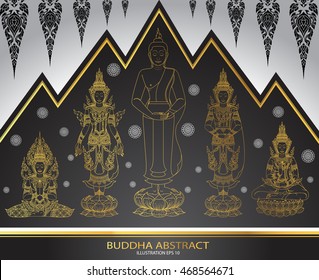 set of buddha thai tradition abstract