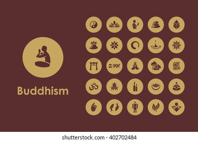 Set of buddhism simple icons