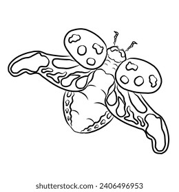 Set of Bug vector illustration for coloring book or clipart isolated on white background.Elements for printing on sticker or children book .Hand drawn vector.