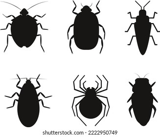 Set of bugs and insects isolated vector Silhouettes