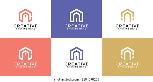 Set of build real estate apartment logo design concept