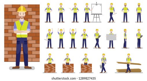 Set Builder Characters On White Background Stock Vector (Royalty Free ...