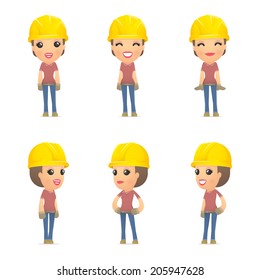 set builder girl of character in different interactive  poses