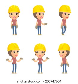 set builder girl of character in different interactive  poses