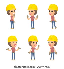 set builder girl of character in different interactive  poses