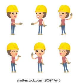 set builder girl of character in different interactive  poses
