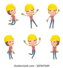 set builder girl of character in different interactive  poses