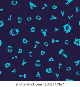 Set Builder, House with trowel, Industry metallic pipe and Hammer on seamless pattern. Vector