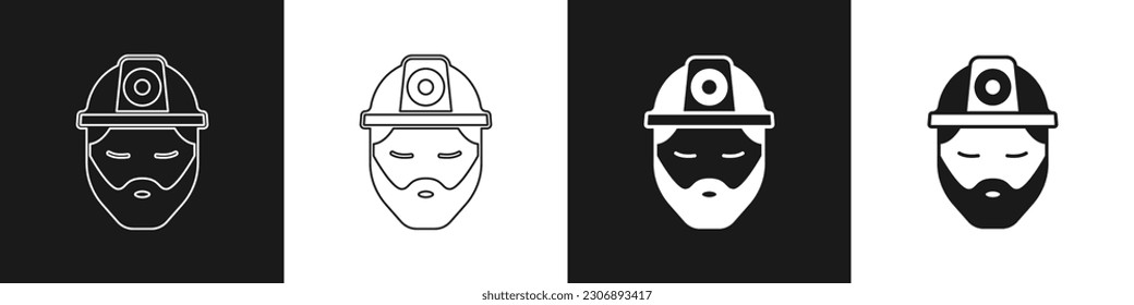 Set Builder icon isolated on black and white background. Construction worker.  Vector