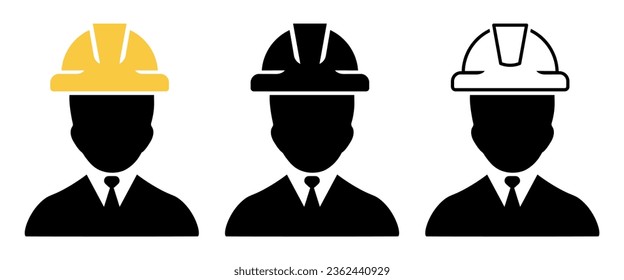 Set of Builder icons.Professional Workers Male in Safety Helmets. .Engineer icons set.Construction worker. 