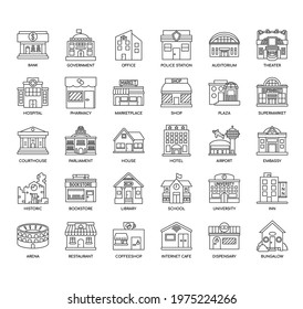 Set of Building 1 thin line and pixel perfect icons for any web and app project. 
